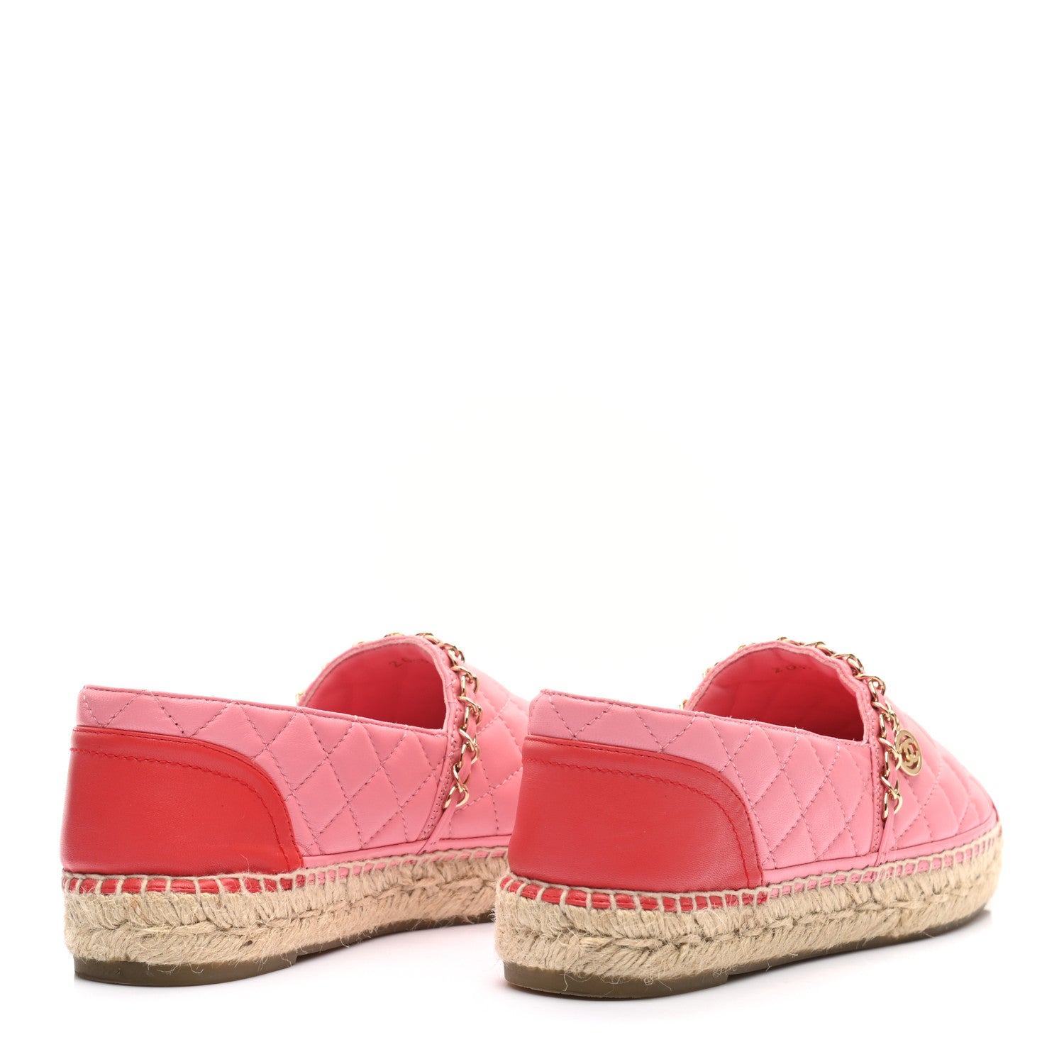 Chanel Lambskin Quilted CC Chain Espadrilles 39 Pink Red 4 of 9