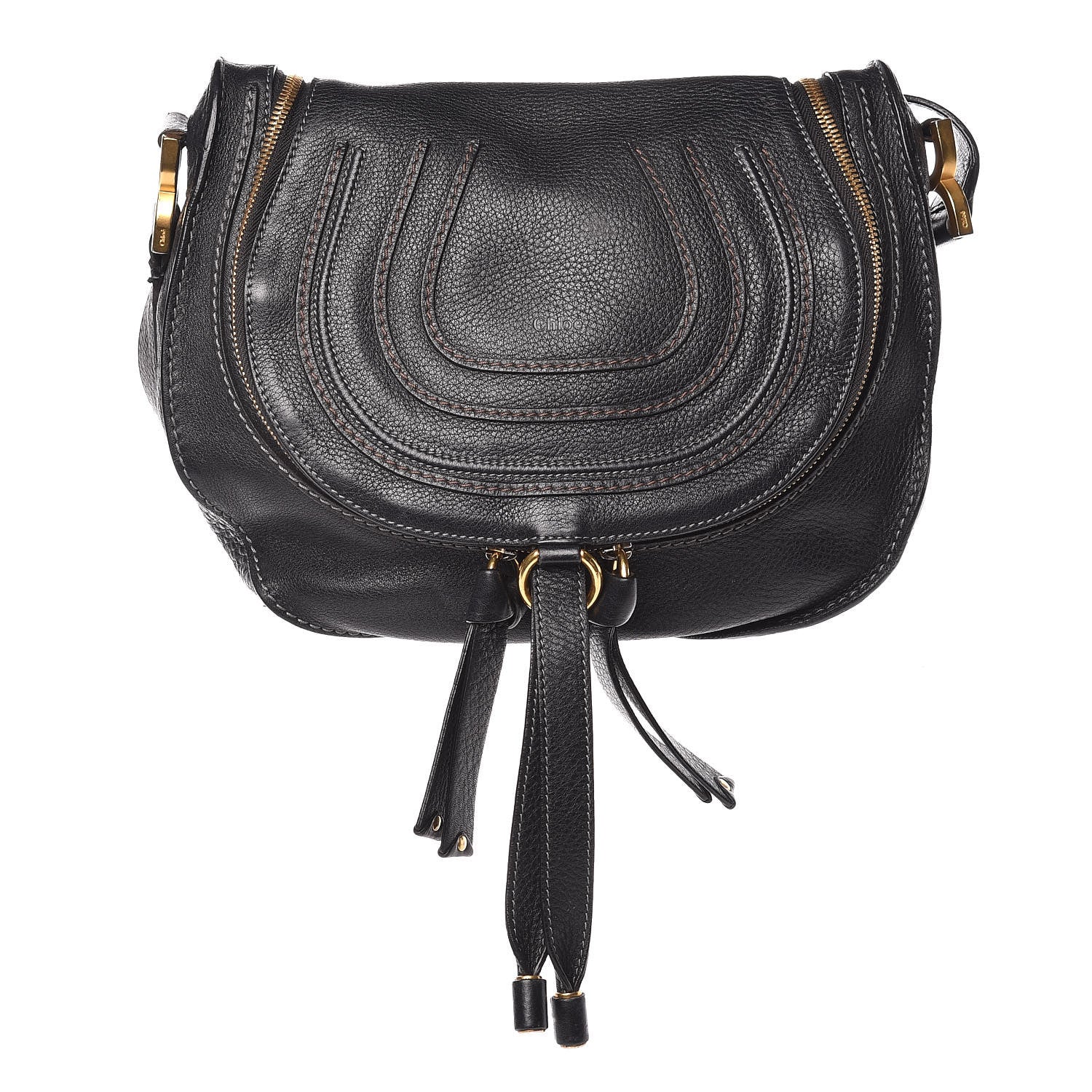 Chloe Calfskin Medium Marcie Round Zip Crossbody Bag Black 1 of 14