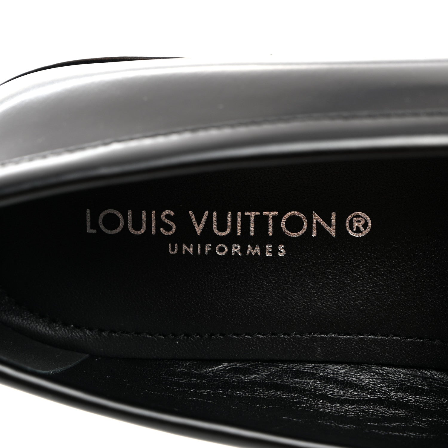 Louis Vuitton Glazed Calfskin Chess Flat Loafer 37.5 Black 7 of 9