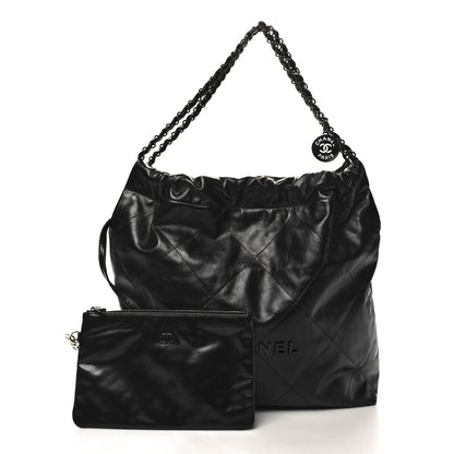 Chanel Shiny Calfskin Quilted Chanel 22 So Black 3 of 13
