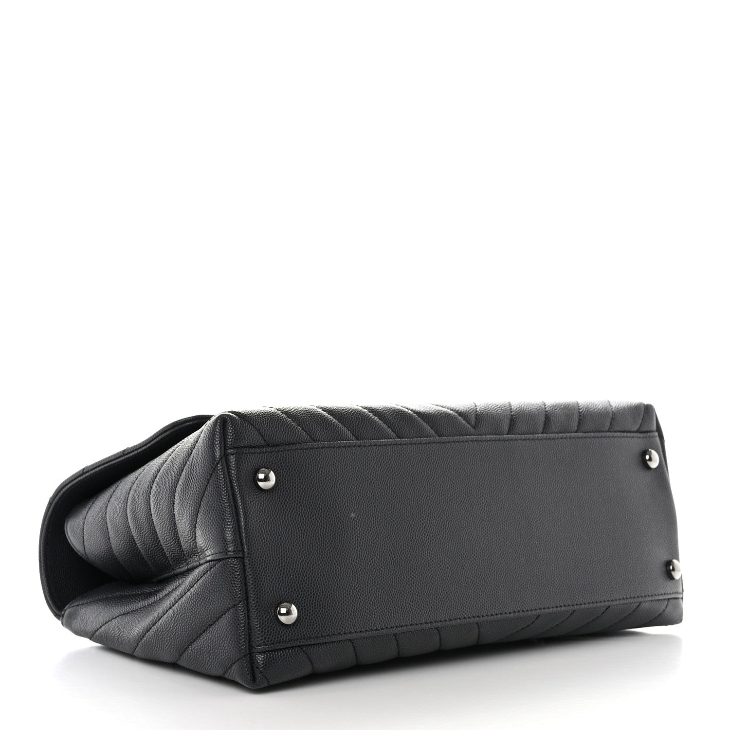 Chanel Caviar Chevron Quilted Small Coco Handle Flap Dark Grey 4 of 10