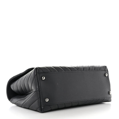 Chanel Caviar Chevron Quilted Small Coco Handle Flap Dark Grey 4 of 10