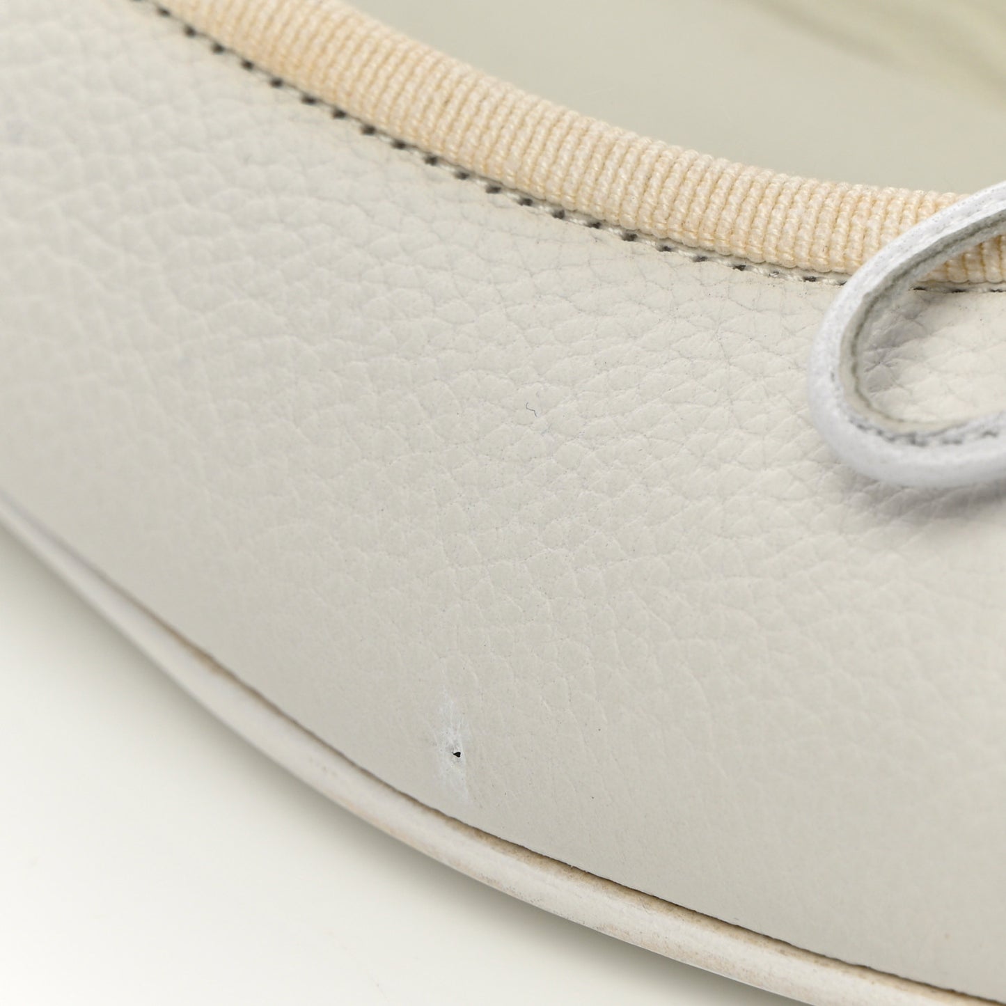 Calfskin Patent CC Cap Toe Ballerina Flats 37.5 White Blue