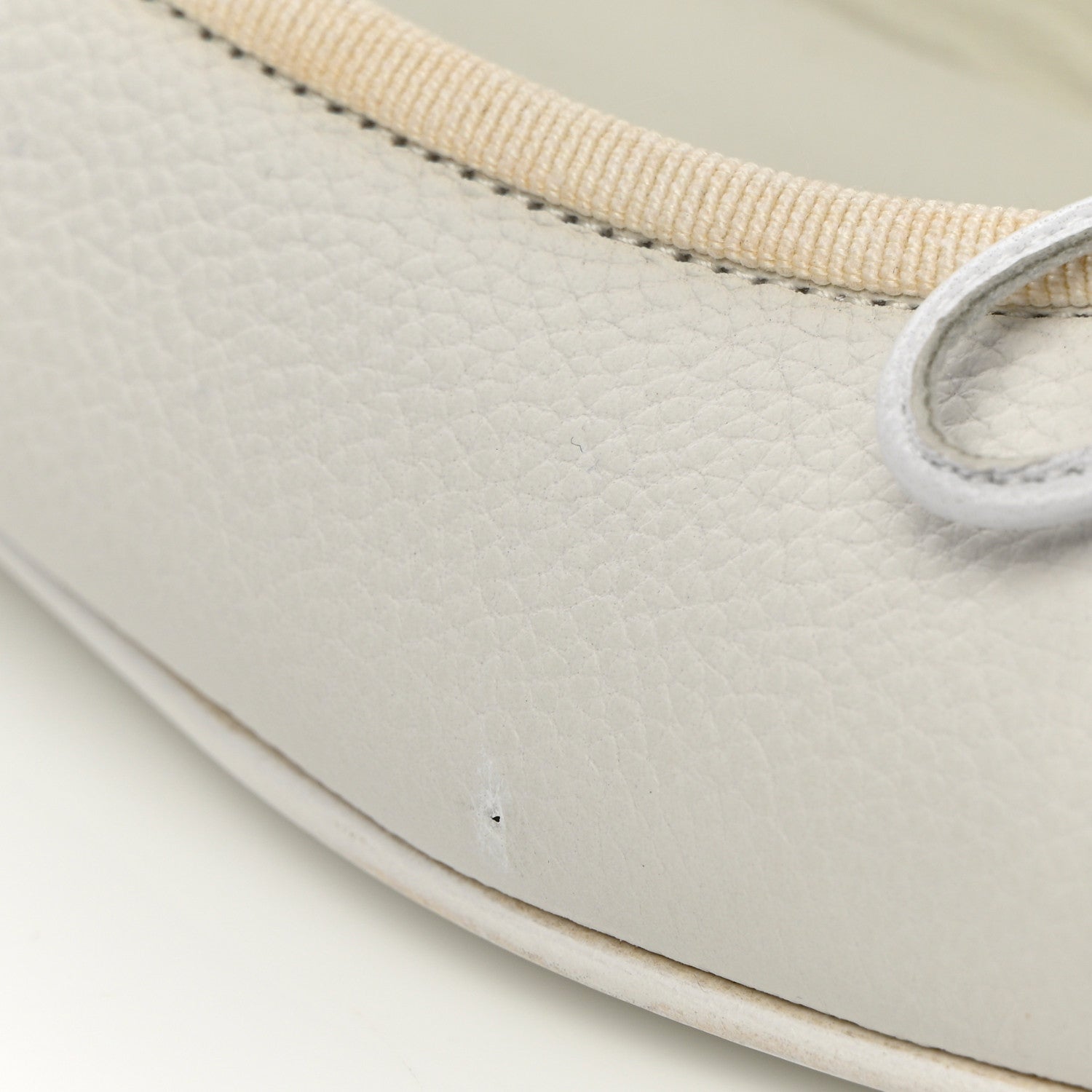 Chanel Calfskin Patent CC Cap Toe Ballerina Flats 37.5 White Blue 10 of 14