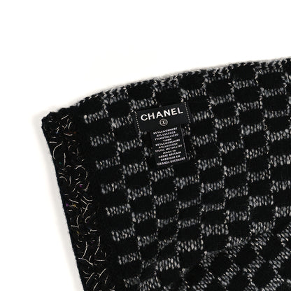 Chanel Cashmere Blend CC Scarf Black Grey Silver 2 of 3
