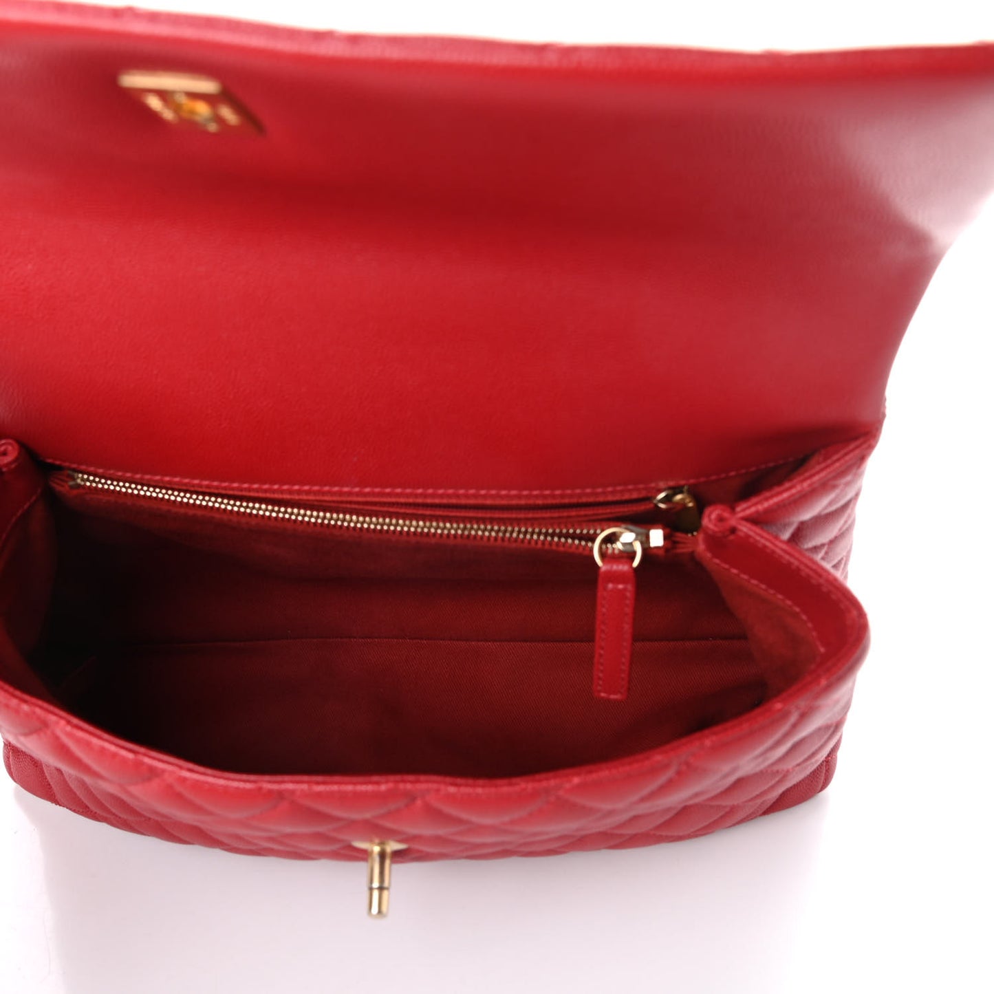 Caviar Quilted Medium Coco Handle Flap Red