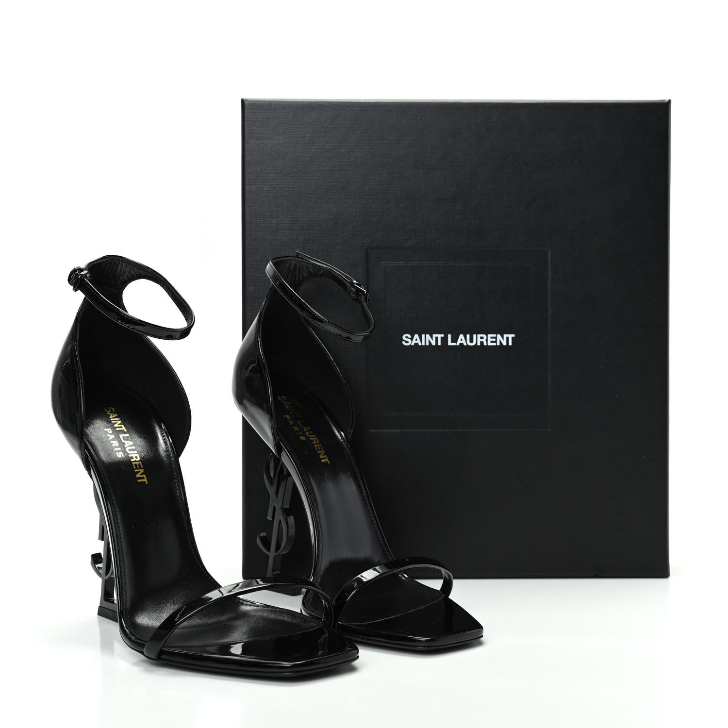 Saint Laurent Patent Calfskin Opyum Sandals 39.5 Black 11 of 11