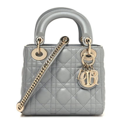 Christian Dior Lambskin Cannage Mini Lady Dior Gray Opaline 1 of 10