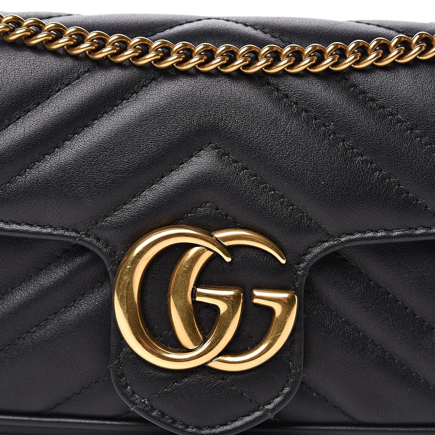 Gucci Calfskin Matelasse Super Mini GG Marmont Shoulder Bag Black 13 of 14