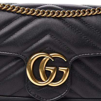 Gucci Calfskin Matelasse Super Mini GG Marmont Shoulder Bag Black 13 of 14
