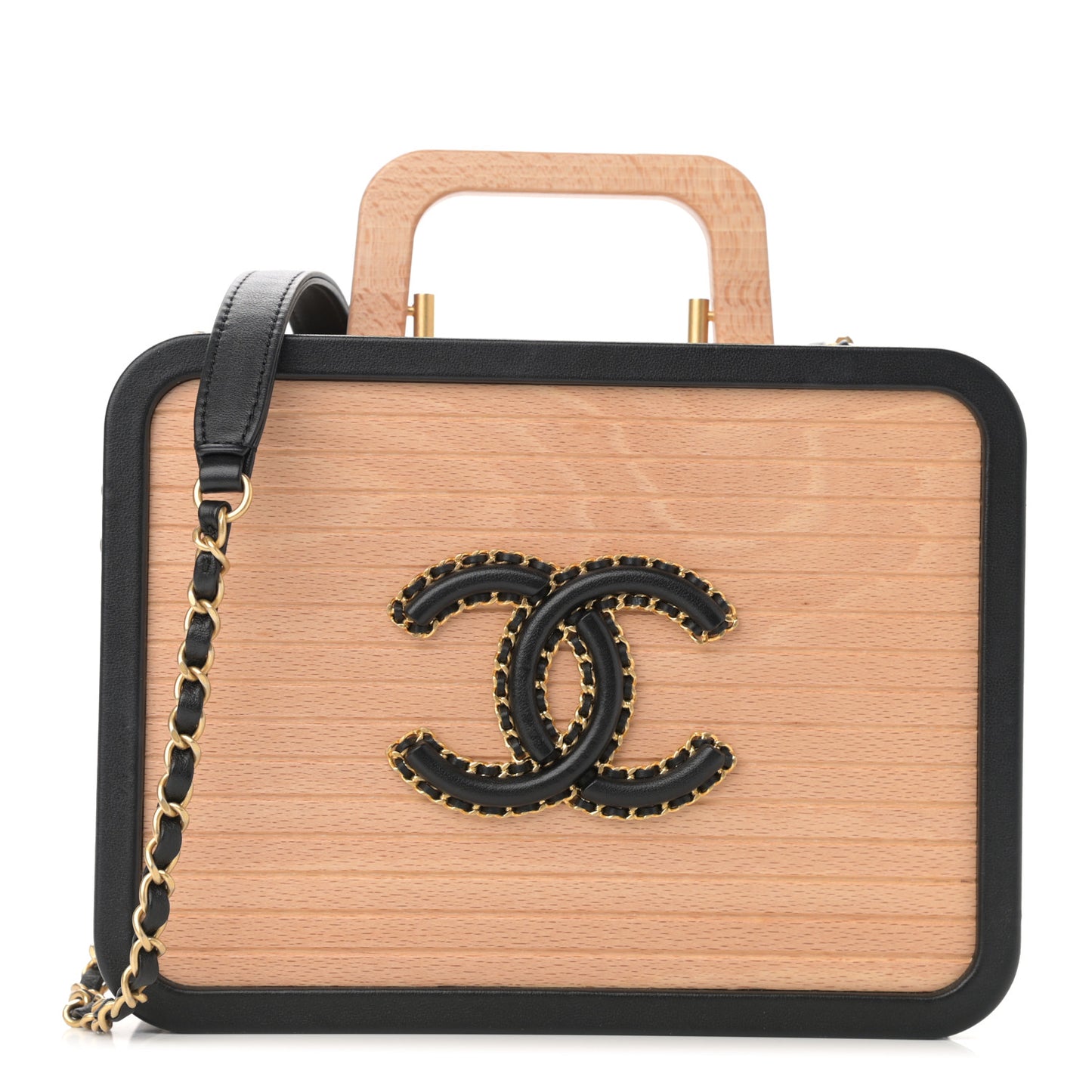 Beech Wood Lambskin Medium CC Vanity Case Black