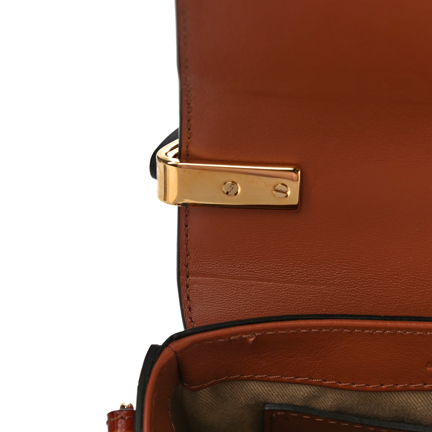 Chloe Calfskin Crocodile Embossed Mini C Double Carry Chestnut Brown 11 of 15