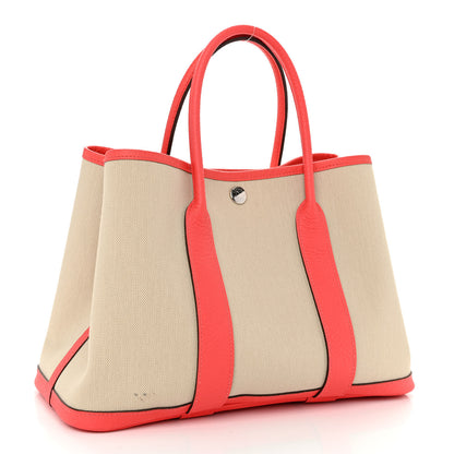 Hermes Toile Militaire Vache Country Garden Party 30 TPM Tote Beton Rose Texas 3 of 11