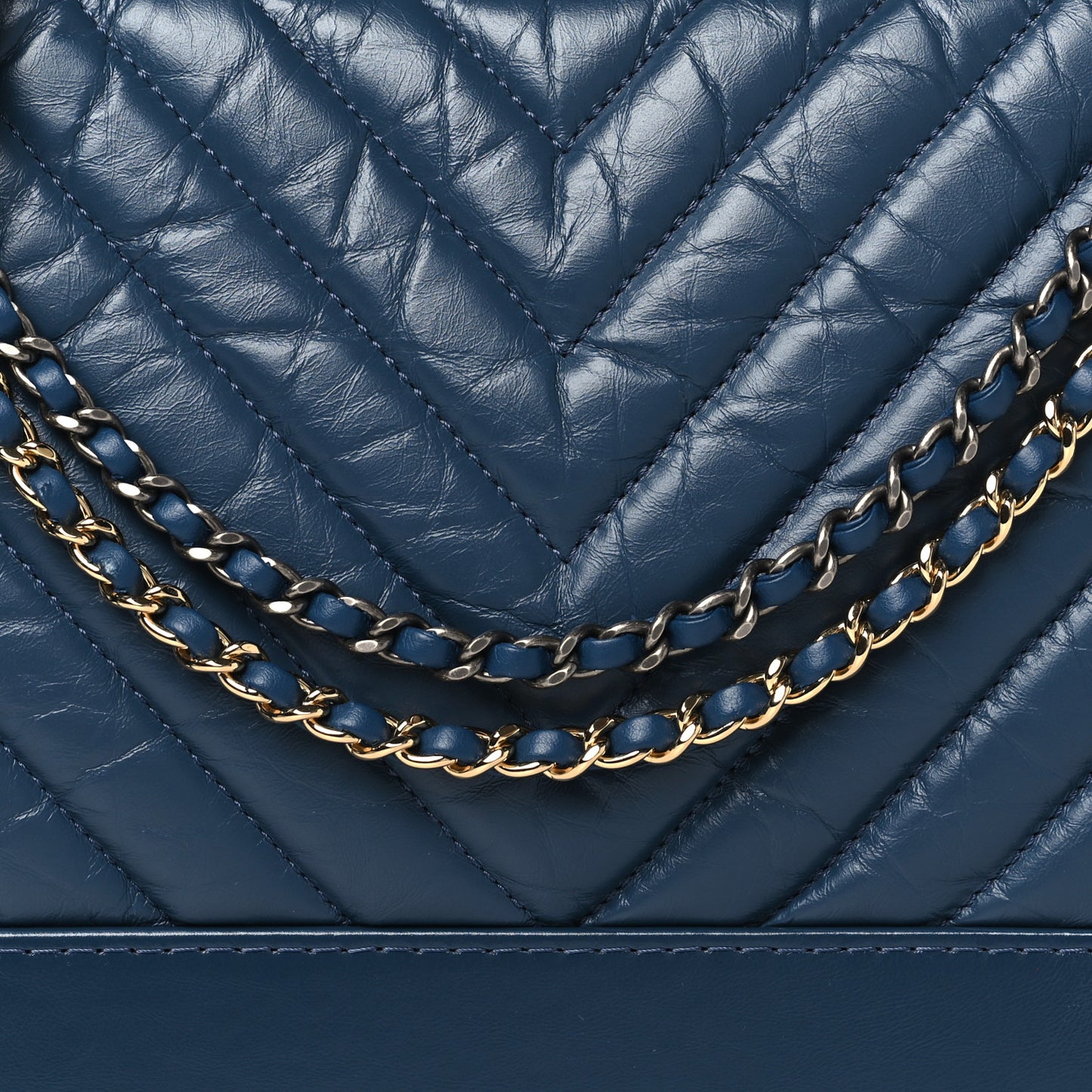 Aged Calfskin Chevron Quilted Medium Gabrielle Hobo Blue