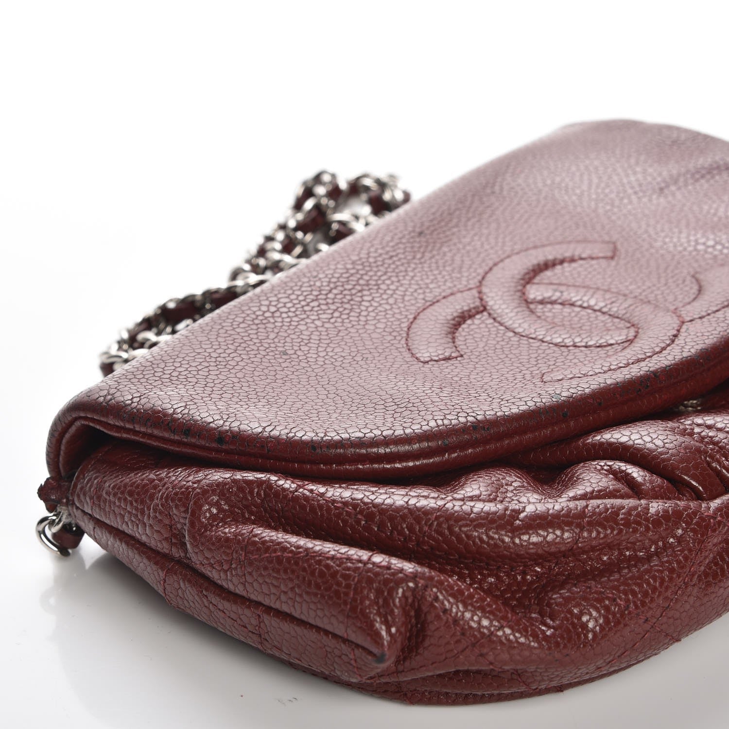 Chanel Caviar Half Moon Wallet On Chain WOC Dark Red 10 of 14