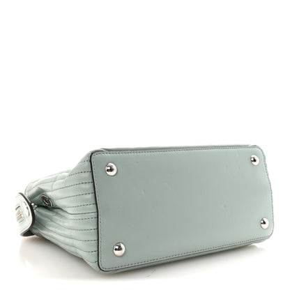 Fendi Shiny Nappa Trapuntata Small DotCom Click Top Handle Chain Satchel Light Blue 4 of 9