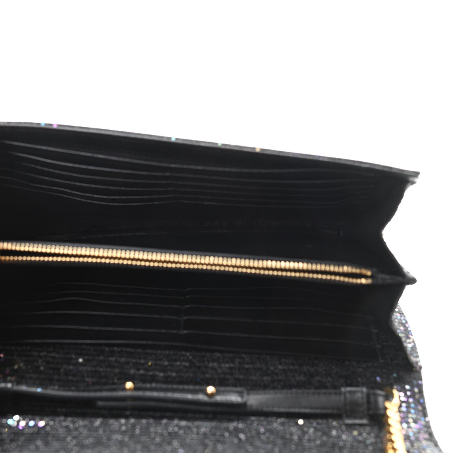 Saint Laurent Glitter Classic Monogram Chain Wallet Black Multicolor 5 of 10