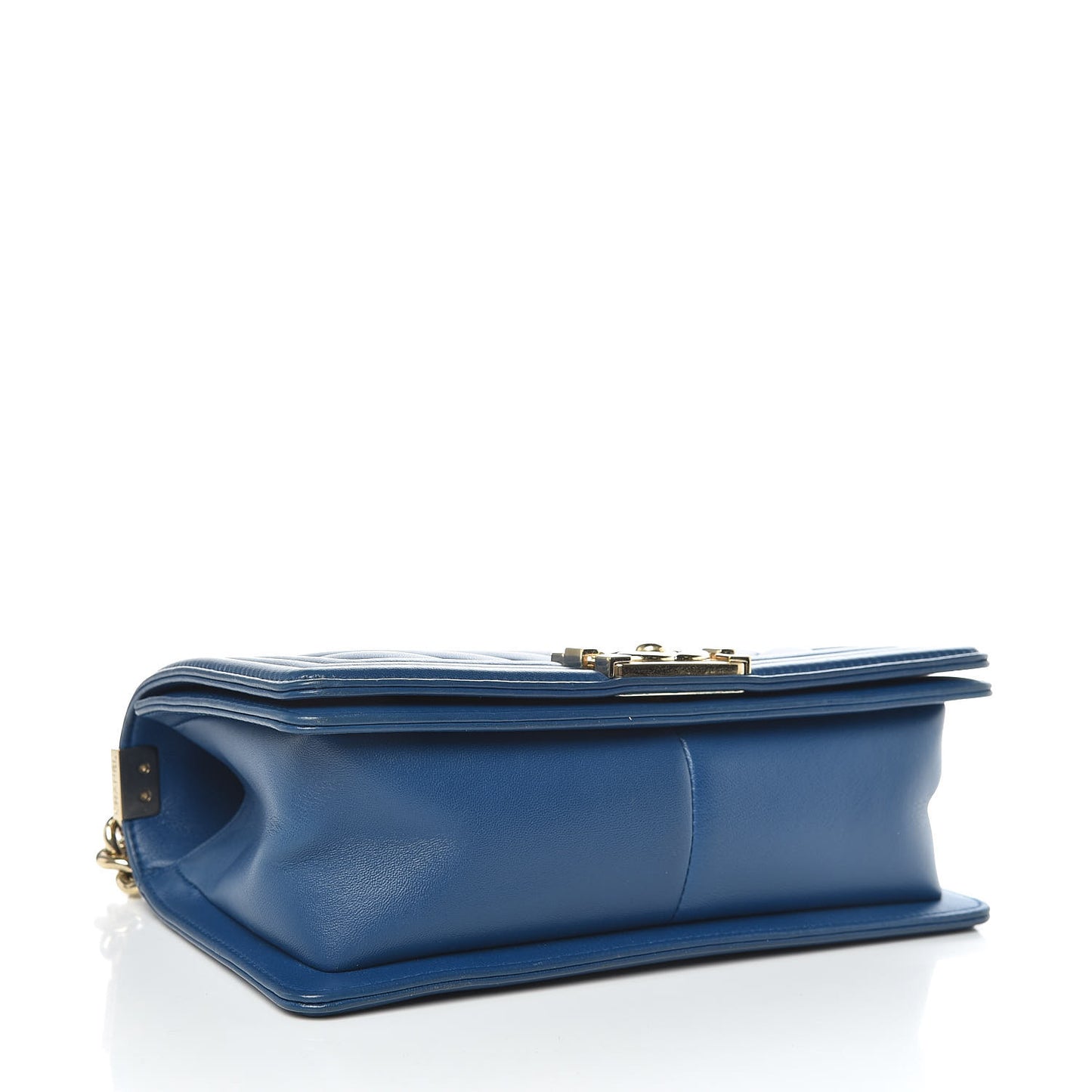 Lambskin Chevron Quilted Medium Boy Flap Blue