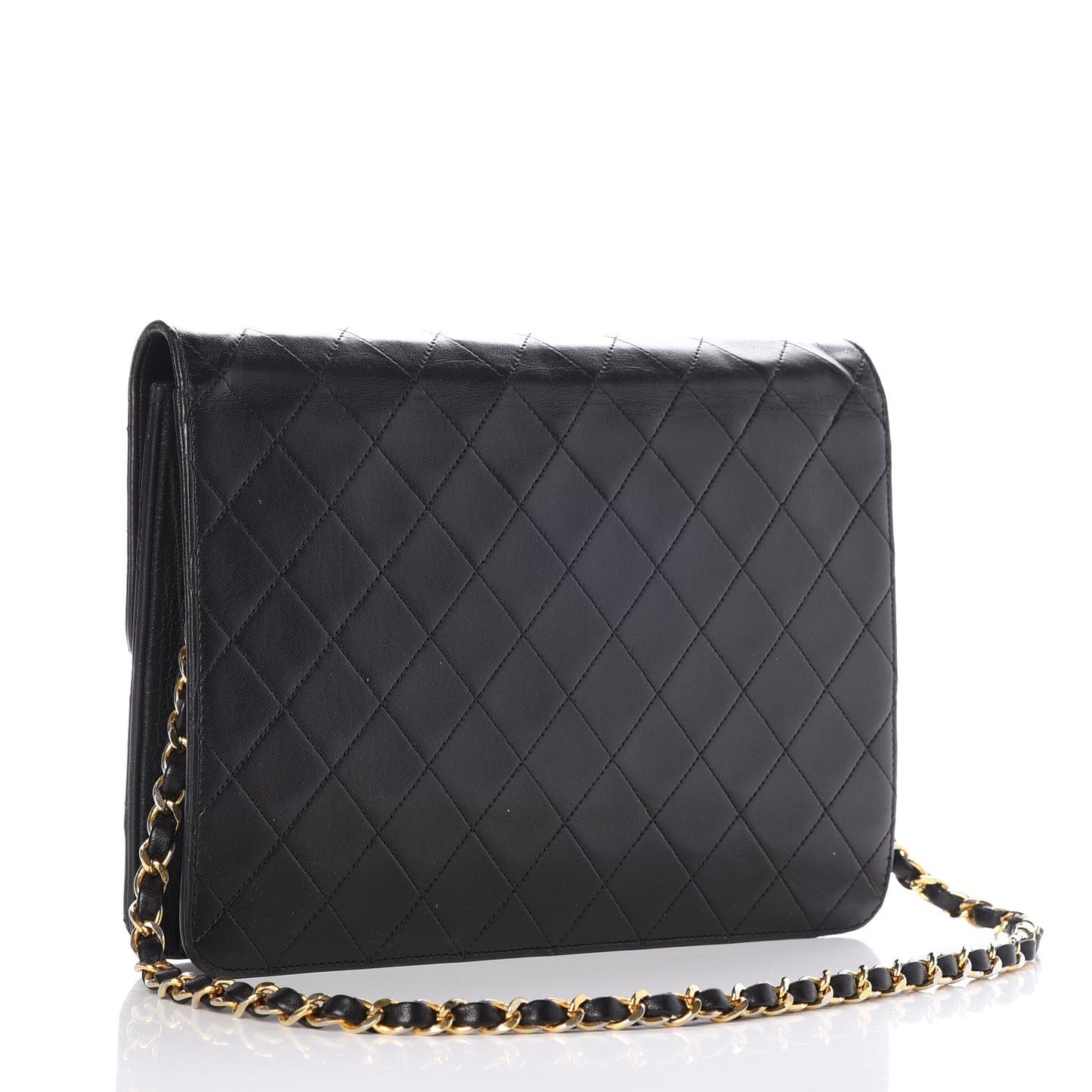 Lambskin Quilted Medium Single Flap Black
