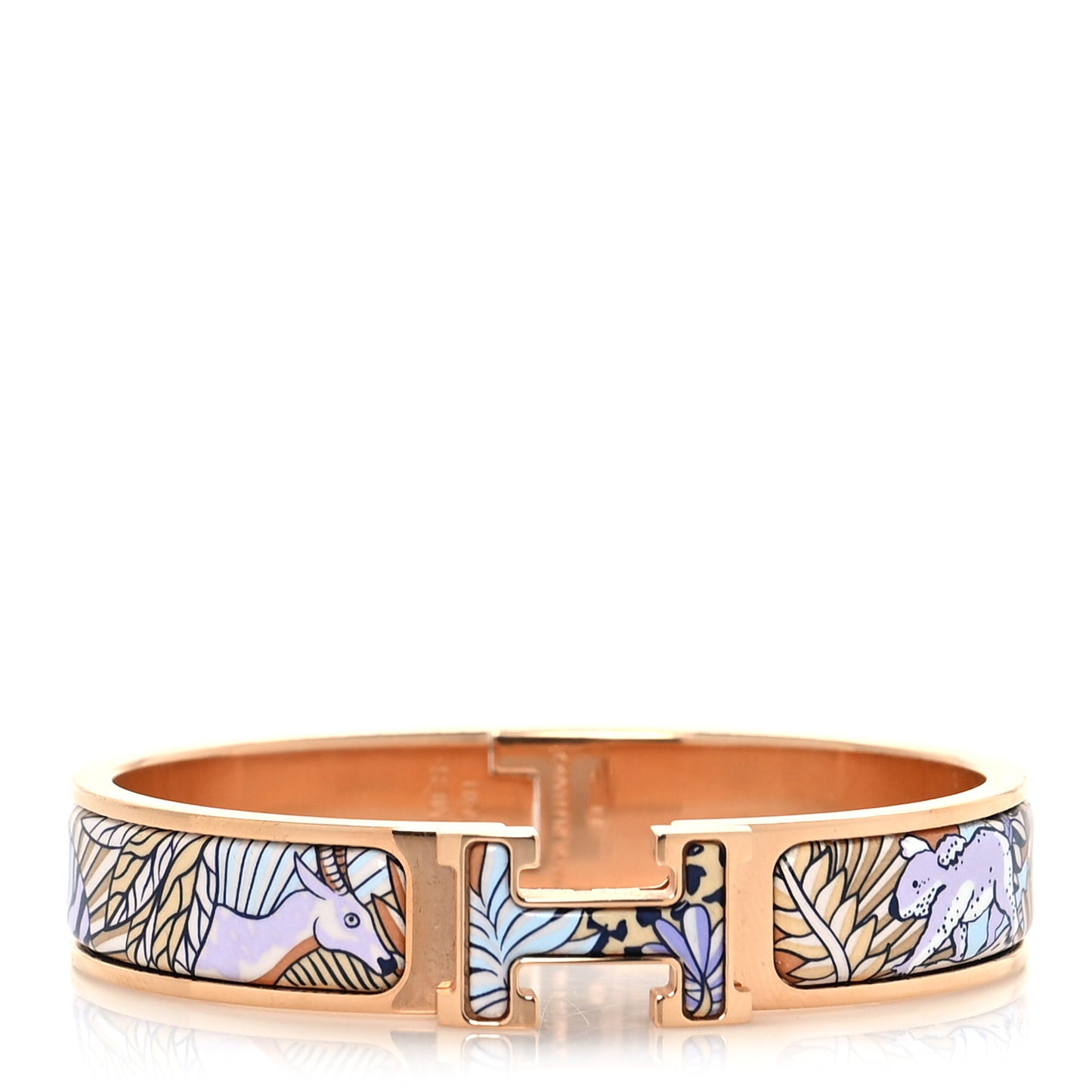 Enamel Narrow Print Animaux Camoufles Clic Clac H Bracelet PM Lilas