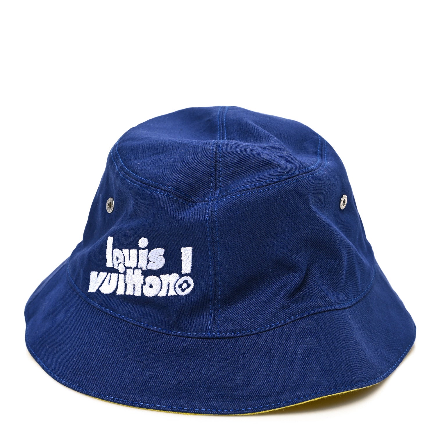 Louis Vuitton Canvas Monogram Reversible Everyday Bucket Hat 60 Blue White Yellow 1 of 13