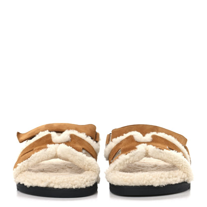 Hermes Suede Goatskin Woolskin Womens Chypre Sandals 39 3 of 9