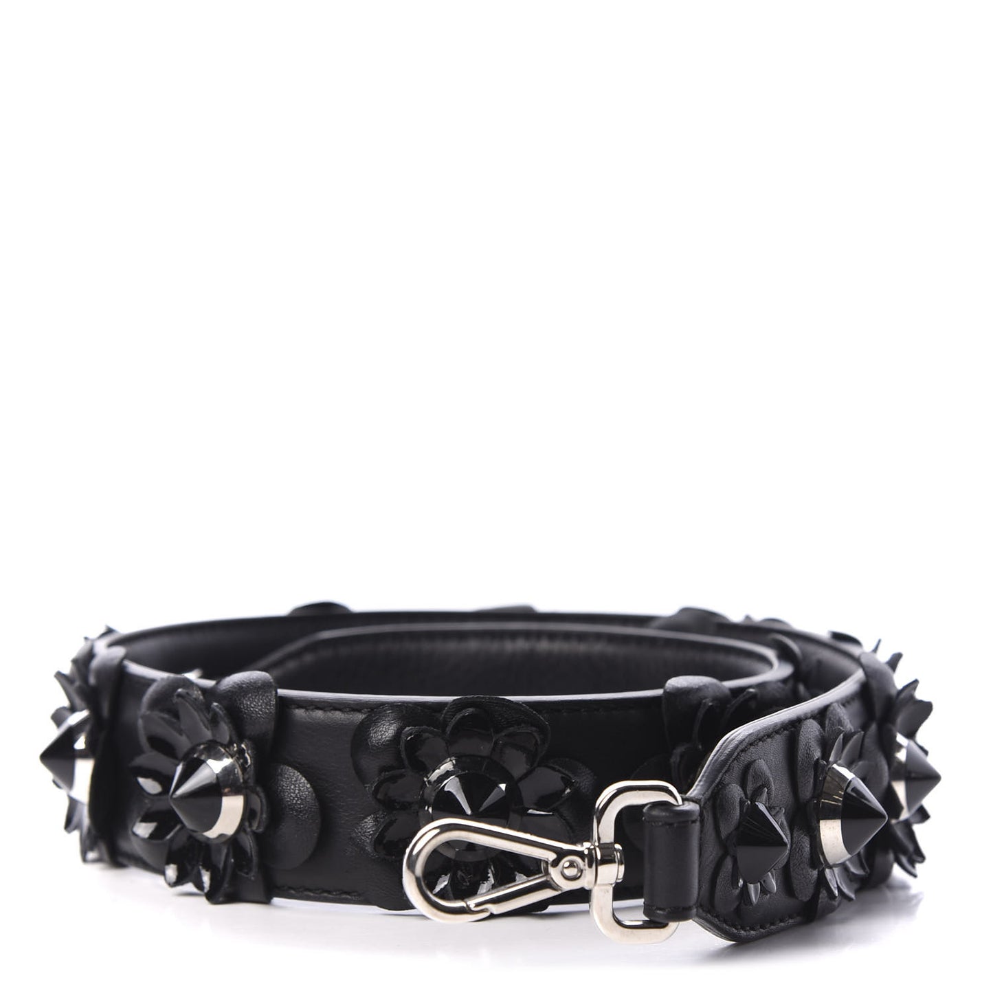 Vitello Dolce Nappa Patent Flowerland Studded Strap You Black