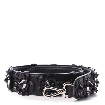 Fendi Vitello Dolce Nappa Patent Flowerland Studded Strap You Black 1 of 4