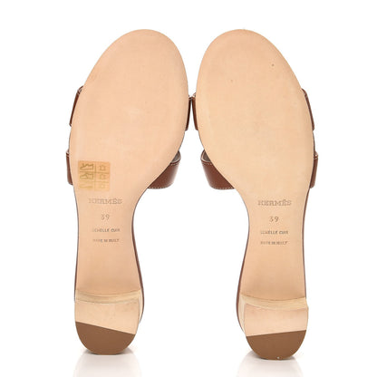 Hermes Calfskin Oasis Sandals 39 Gold 5 of 8