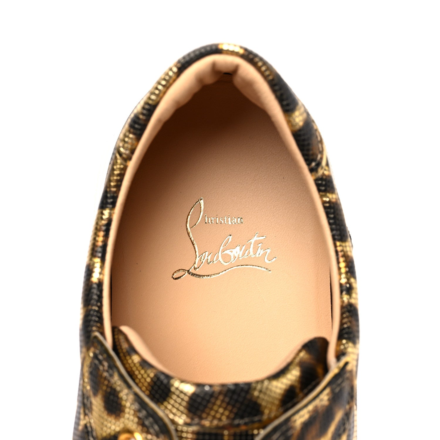 Christian Louboutin Calfskin Coins Leopard Womens Vieirissima Flat Sneakers 40 Gold 7 of 8