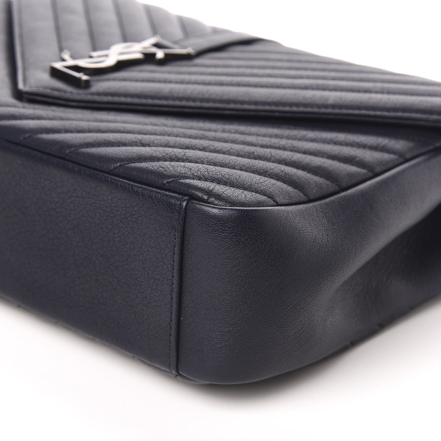 Saint Laurent Sheepskin Matelasse Chevron Monogram Large College Satchel Black 9 of 11