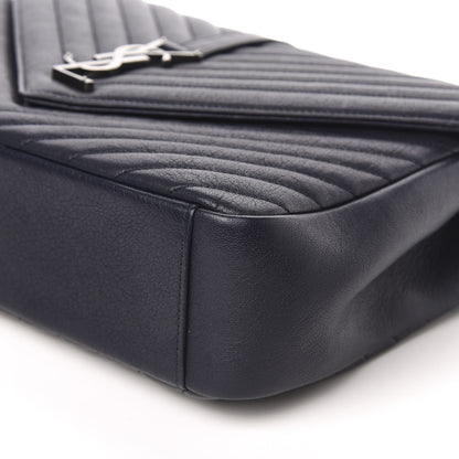 Saint Laurent Sheepskin Matelasse Chevron Monogram Large College Satchel Black 9 of 11