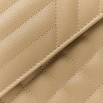 Saint Laurent Grain De Poudre Textured Mixed Matelasse Medium Triquilt Monogram Satchel Dark Latte 9 of 12