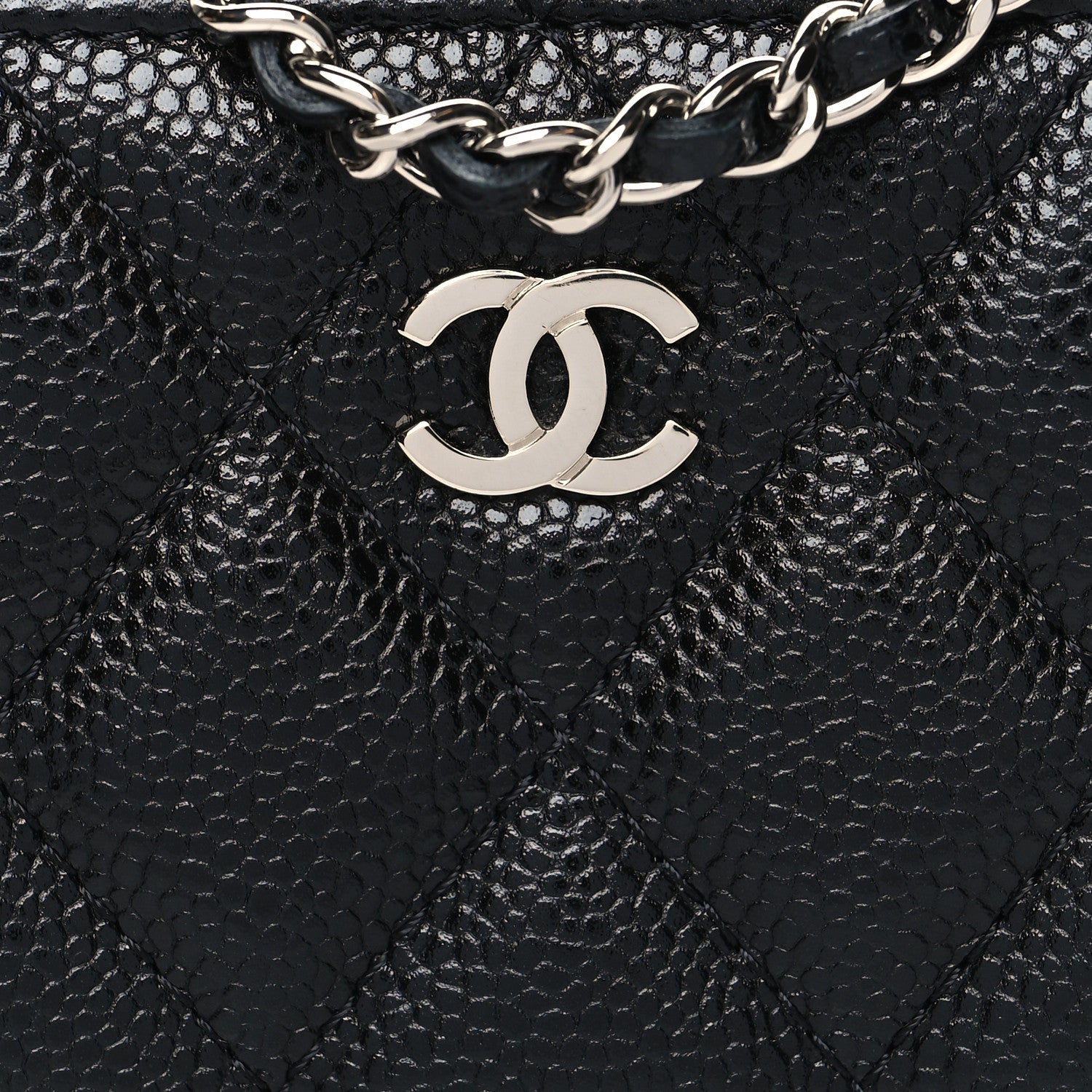 Chanel Caviar Quilted Zip Around Coin Purse Wallet On Chain Black 8 of 8