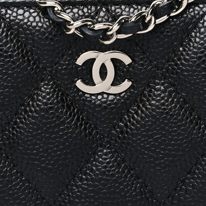 Chanel Caviar Quilted Zip Around Coin Purse Wallet On Chain Black 8 of 8
