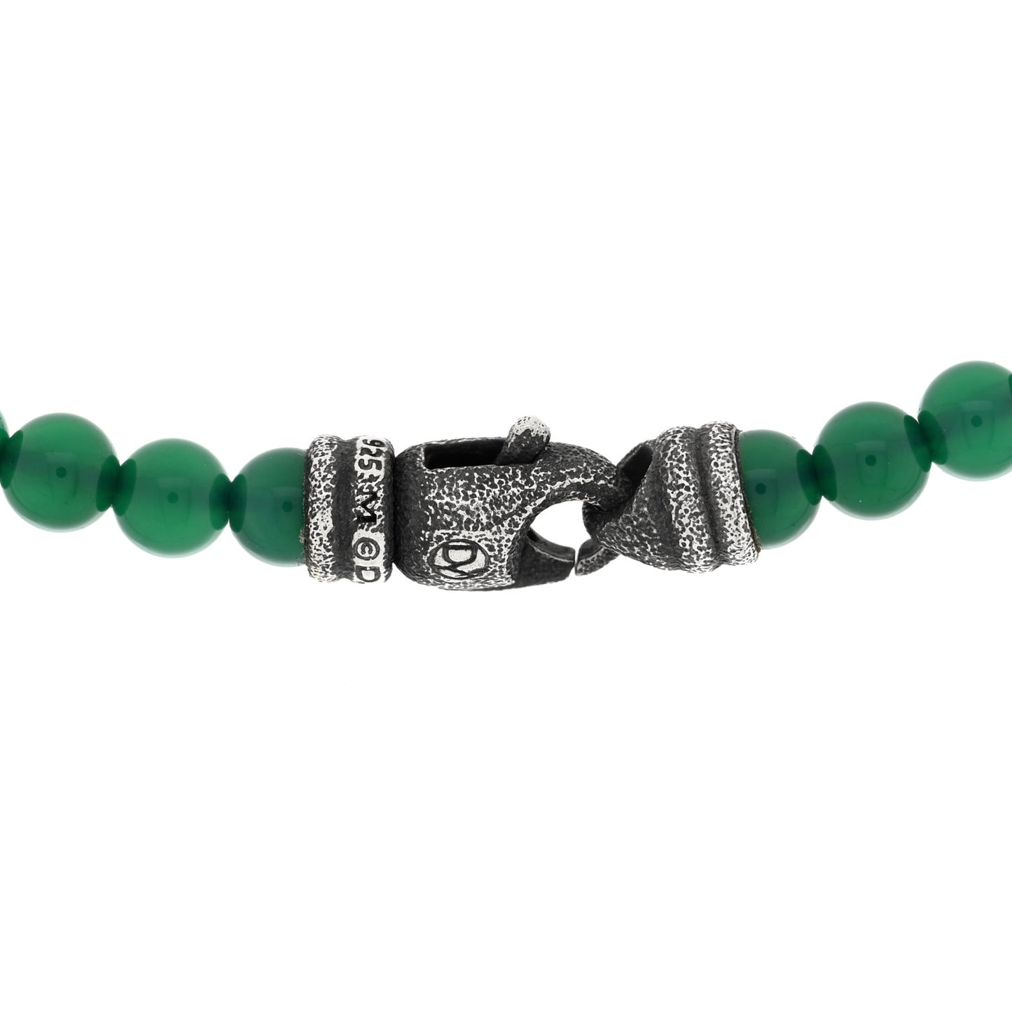 Sterling Silver Green Onyx 5mm Spiritual Beads Necklace
