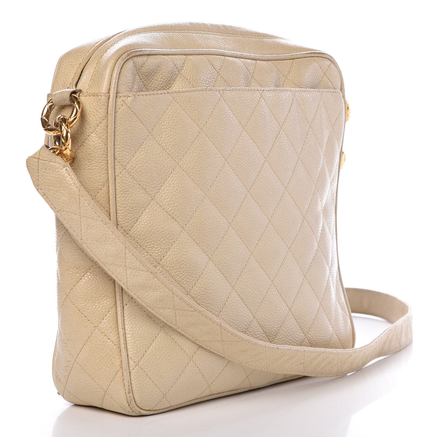 Caviar Quilted Shoulder Bag Beige Clair