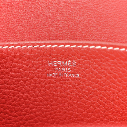 Hermes Taurillon Clemence Halzan 31 GM Rouge Casaque Vermillion 6 of 10