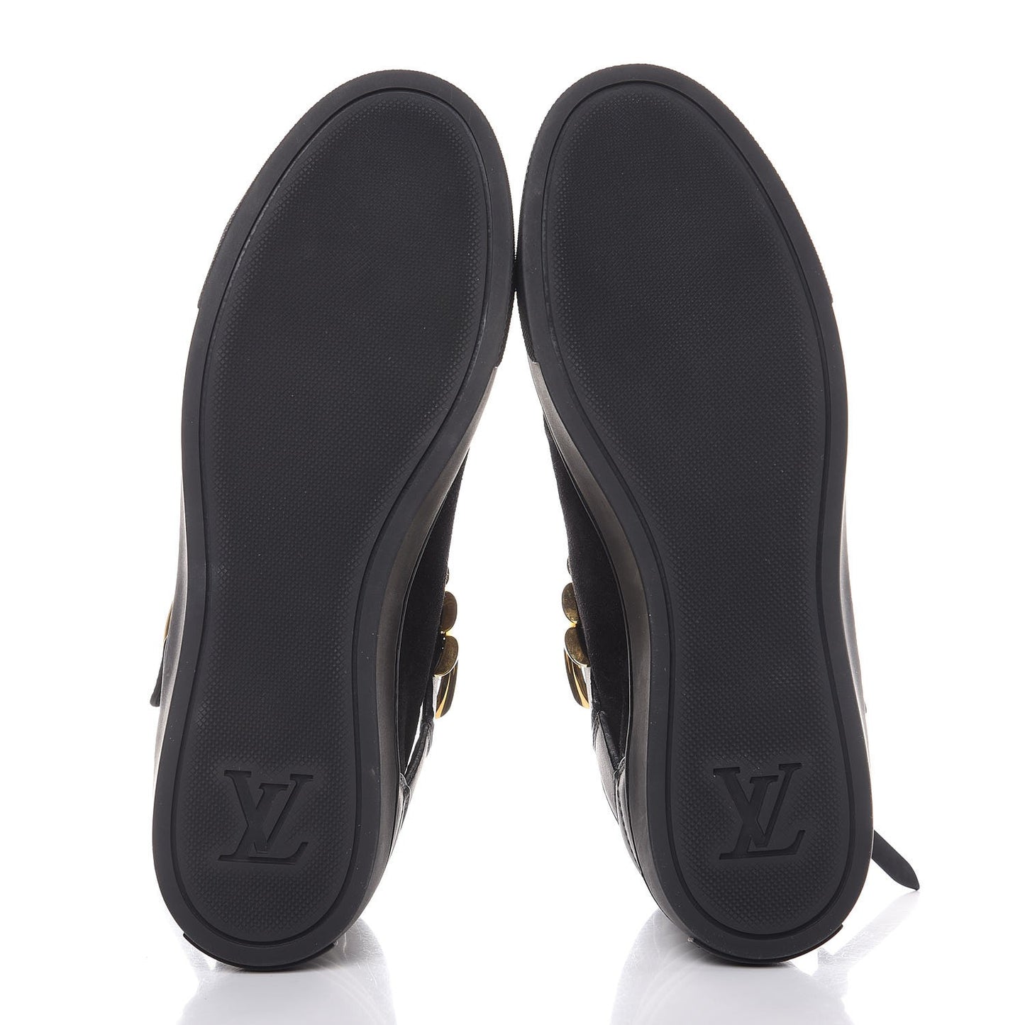 Calfskin Suede Punchy High Top Sneakers 37 Black