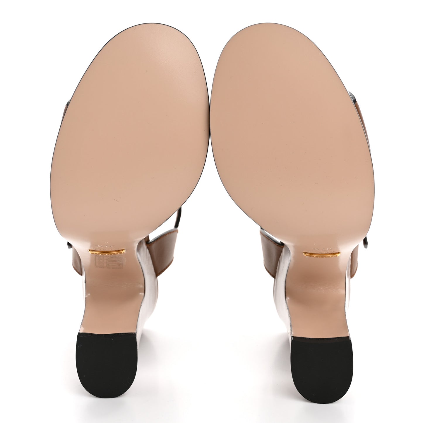Cosmos Softy Calfskin Wooden Interlocking G Cut-Out 30/120mm Platform Sandals 37.5 Cuir