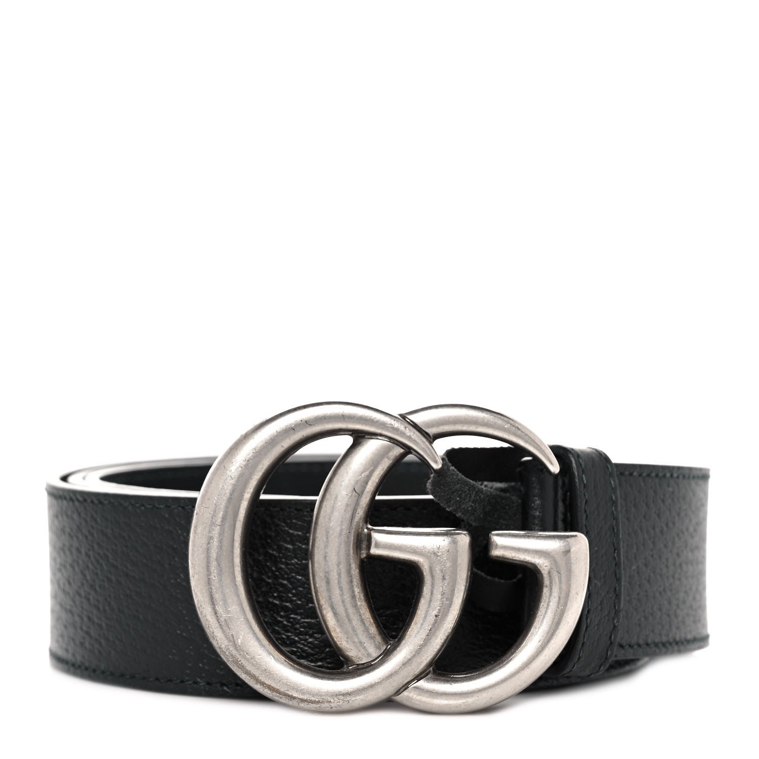 Gucci Textured Dollar Calfskin Nickel Double G 40mm Belt 100 40 Black 1 of 5