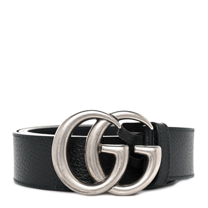 Gucci Textured Dollar Calfskin Nickel Double G 40mm Belt 100 40 Black 1 of 5