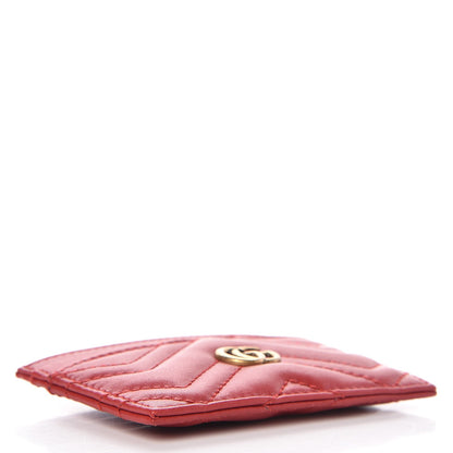 Gucci Calfskin Matelasse GG Marmont Card Holder Hibiscus Red 4 of 7