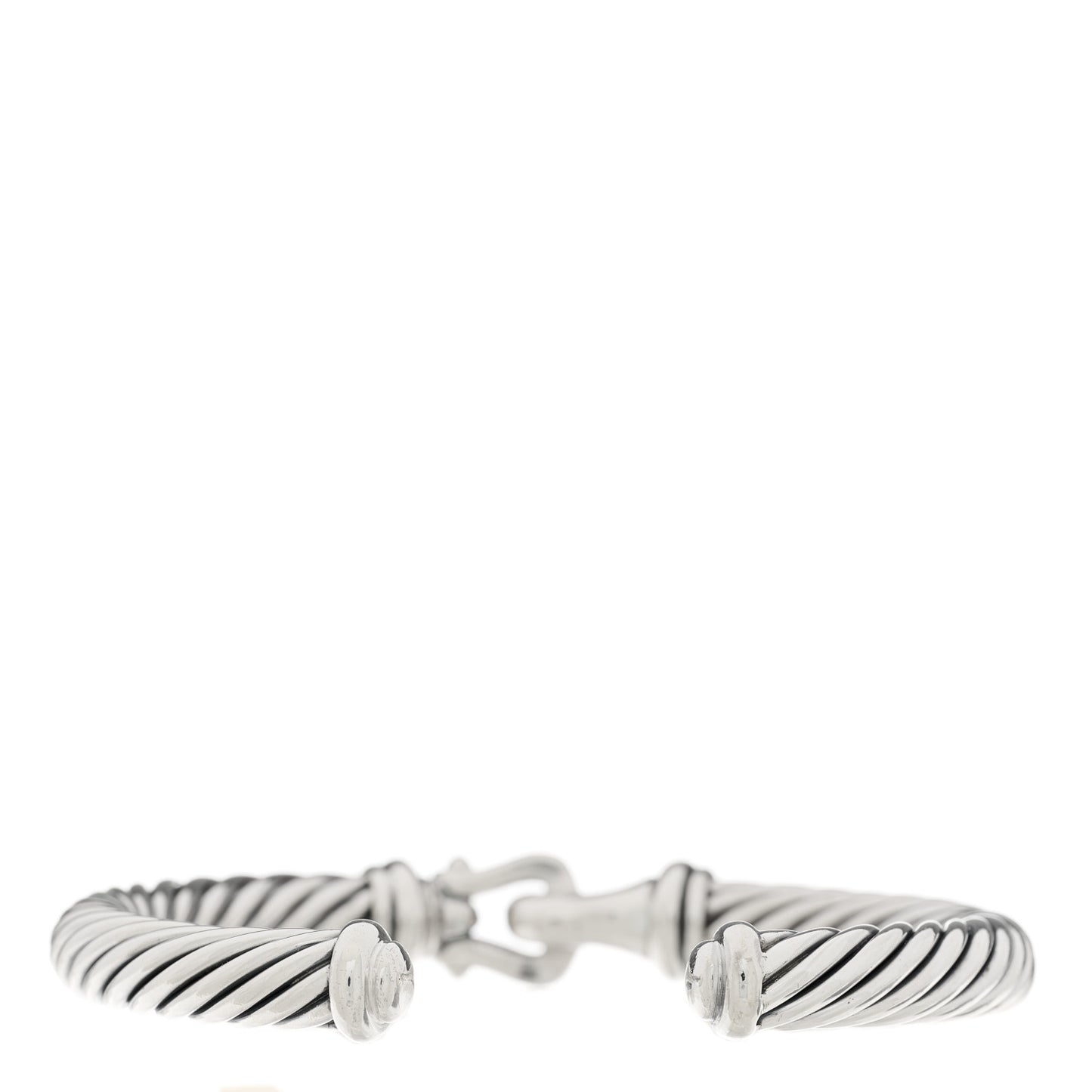 Sterling Silver Diamond 7mm Cable Buckle Cuff Bracelet