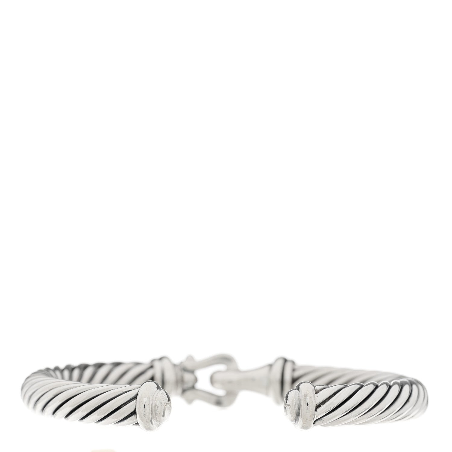 David Yurman Sterling Silver Diamond 7mm Cable Buckle Cuff Bracelet 2 of 4