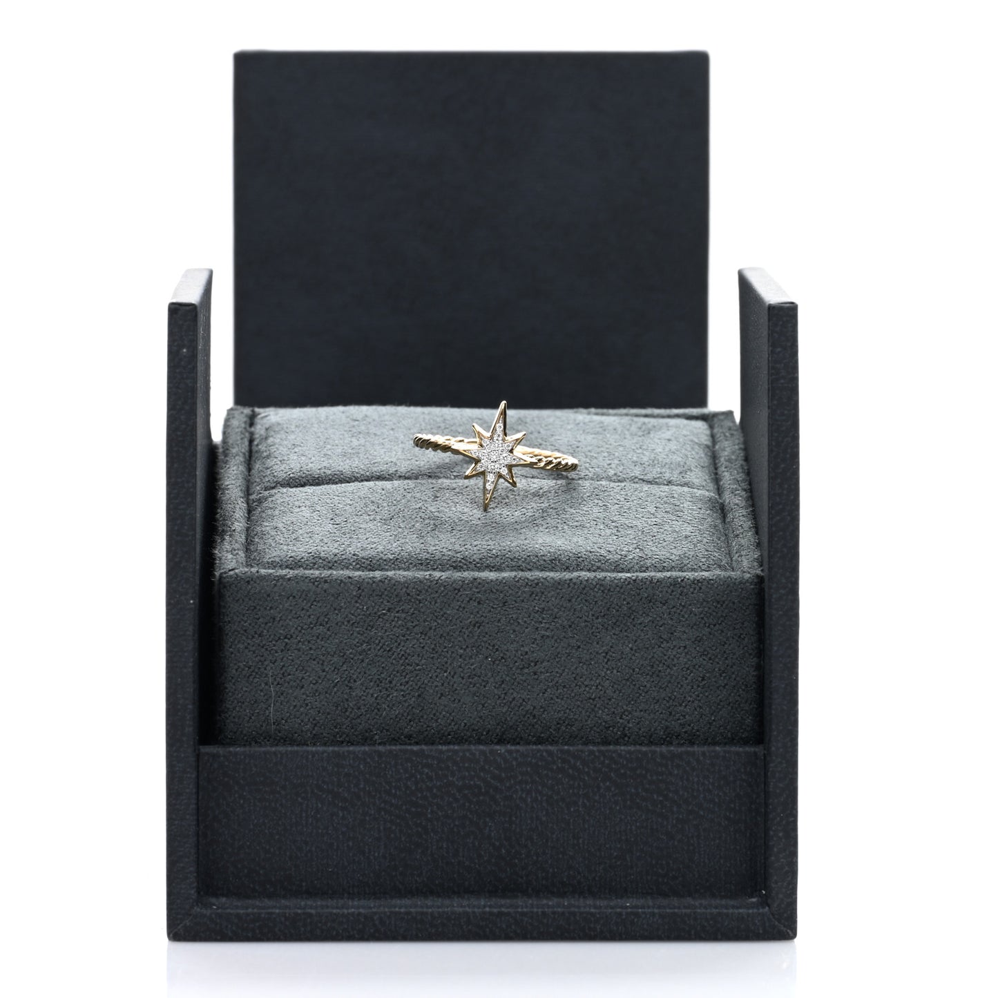 18K Yellow Gold Diamond Cable Collectibles North Star Stack Ring 49 5