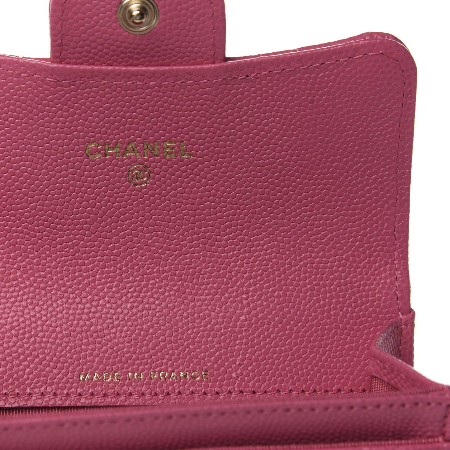 Caviar Quilted Flap Card Holder Wallet Pink