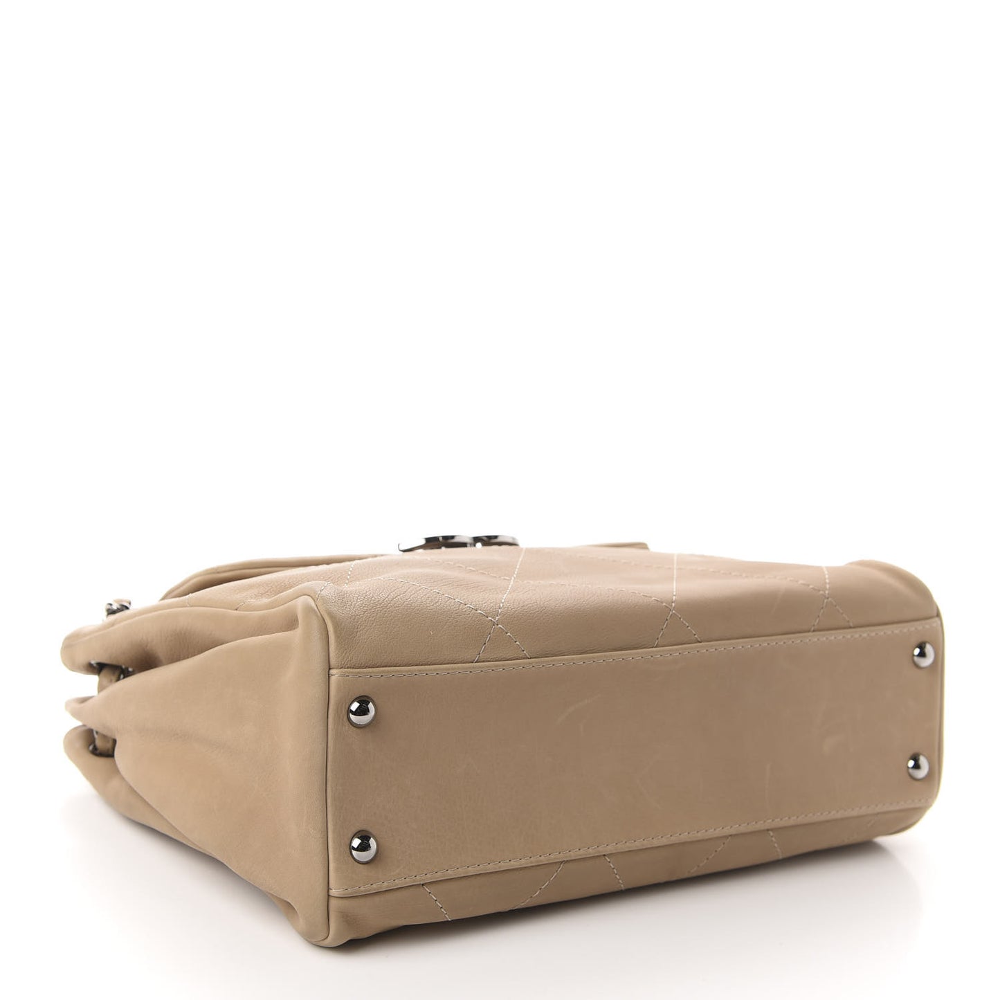 Washed Calfskin Quilted Large Hamptons Flap Bag Dark Beige