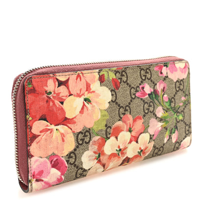 Gucci GG Supreme Monogram Blooms Zip Around Wallet Beige Multicolor Dry Rose 3 of 8