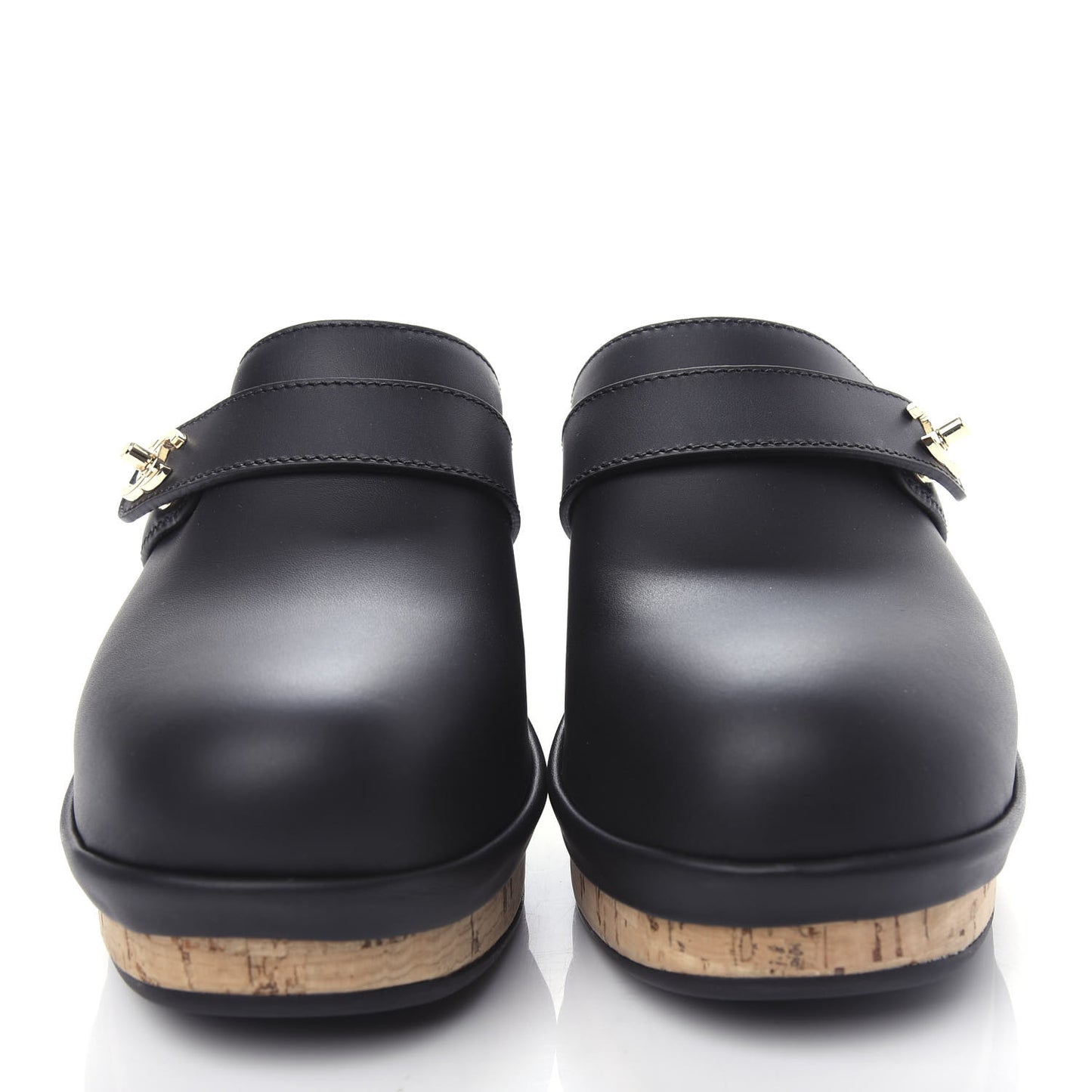 Calfskin CC Turn Lock Clogs 37 Black